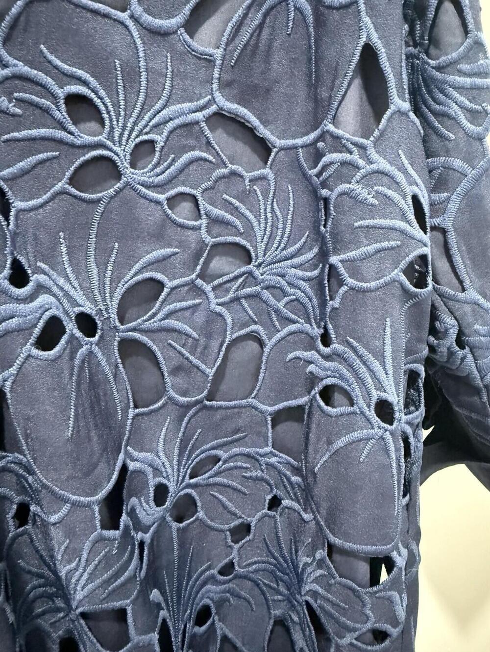 Jade Melody Tam Eyelet Lace Top Floral Tunic Boho Medium Preppy Blouse Blue - Picture 9 of 13